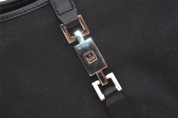 Authentic GUCCI Jackie Hand Tote Bag Purse GG Canvas Leather 0011068 Black 3920J