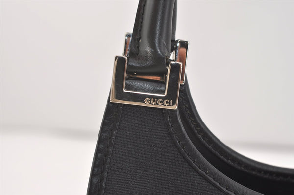 Authentic GUCCI Jackie Hand Tote Bag Purse GG Canvas Leather 0011068 Black 3920J