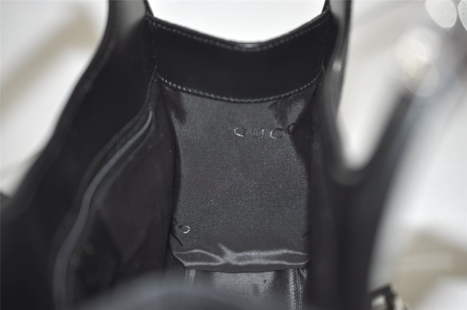 Authentic GUCCI Jackie Hand Tote Bag Purse GG Canvas Leather 0011068 Black 3920J