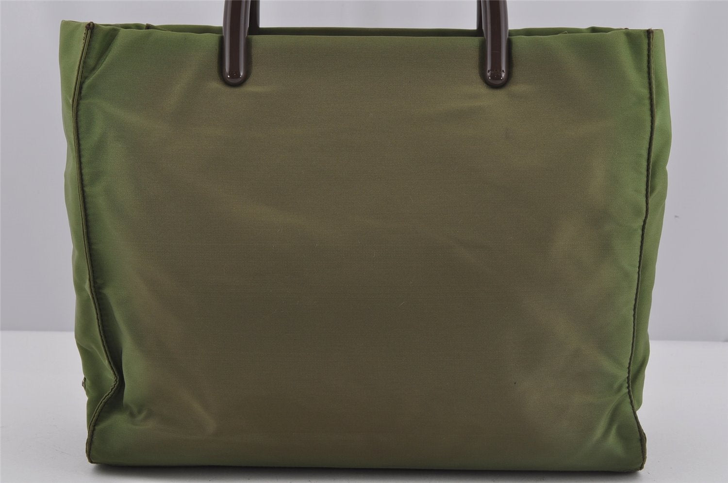 Authentic PRADA Vintage Nylon Tessuto Plastic Hand Tote Bag Purse Green 3921J