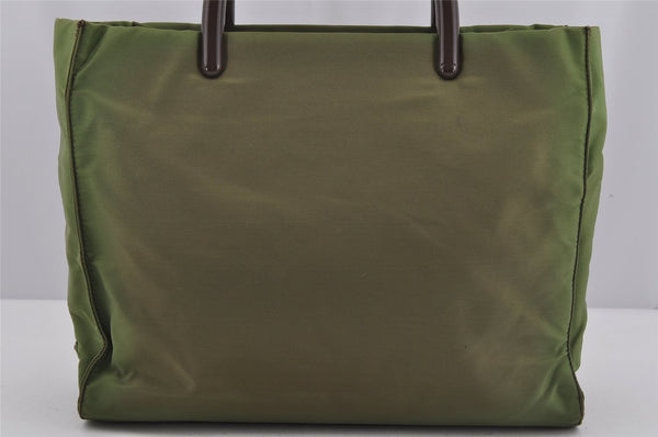 Authentic PRADA Vintage Nylon Tessuto Plastic Hand Tote Bag Purse Green 3921J