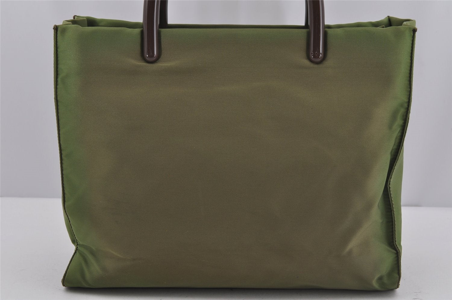 Authentic PRADA Vintage Nylon Tessuto Plastic Hand Tote Bag Purse Green 3921J
