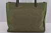 Authentic PRADA Vintage Nylon Tessuto Plastic Hand Tote Bag Purse Green 3921J