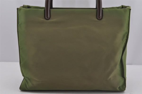Authentic PRADA Vintage Nylon Tessuto Plastic Hand Tote Bag Purse Green 3921J