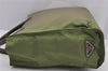 Authentic PRADA Vintage Nylon Tessuto Plastic Hand Tote Bag Purse Green 3921J