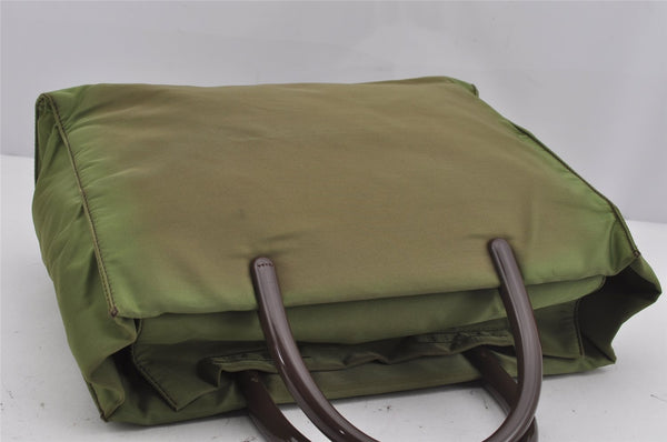 Authentic PRADA Vintage Nylon Tessuto Plastic Hand Tote Bag Purse Green 3921J