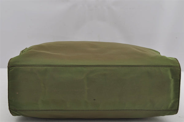 Authentic PRADA Vintage Nylon Tessuto Plastic Hand Tote Bag Purse Green 3921J