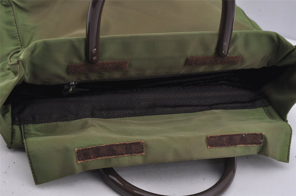 Authentic PRADA Vintage Nylon Tessuto Plastic Hand Tote Bag Purse Green 3921J