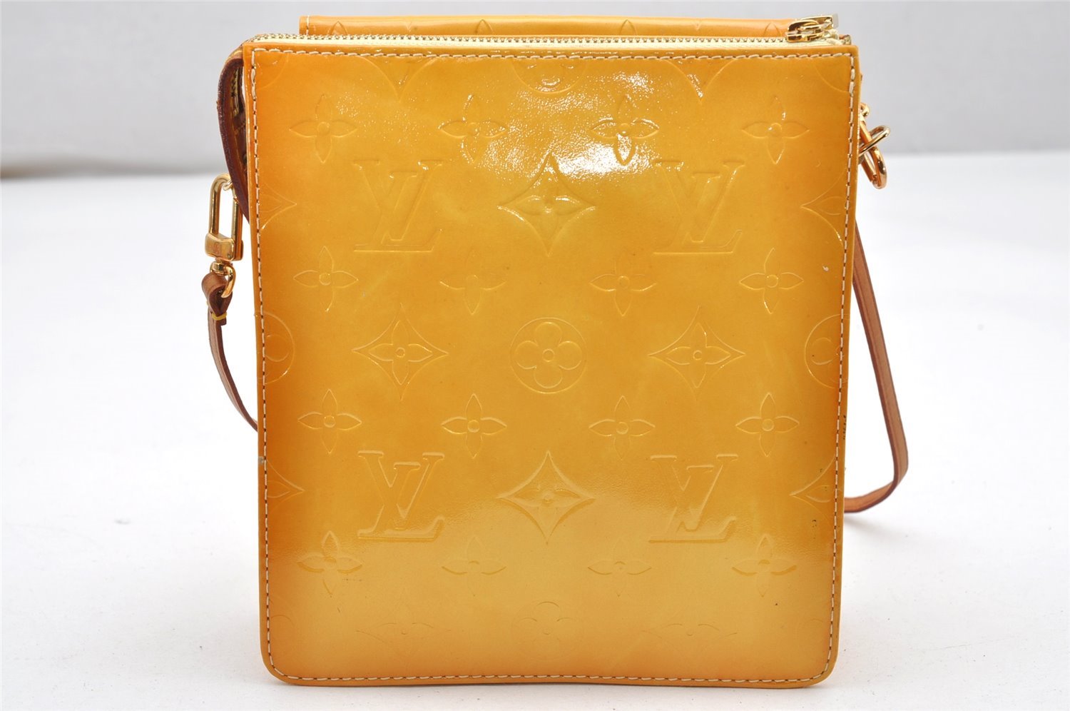 Auth Louis Vuitton Monogram Vernis Mott Shoulder Hand Bag Yellow M91059 LV 3921K