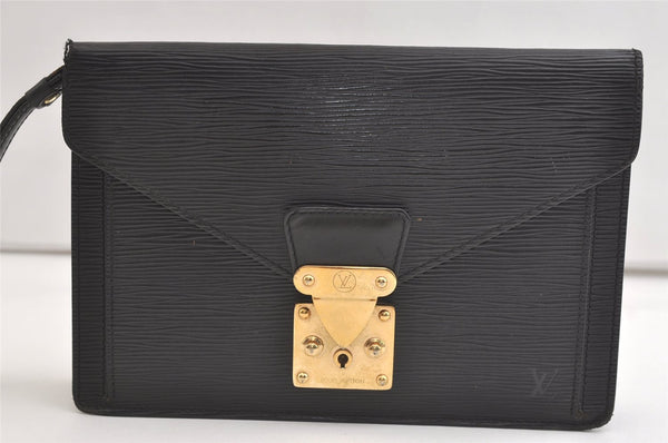 Authentic Louis Vuitton Epi Sellier Dragonne Clutch Bag Black M52612 LV 3922K