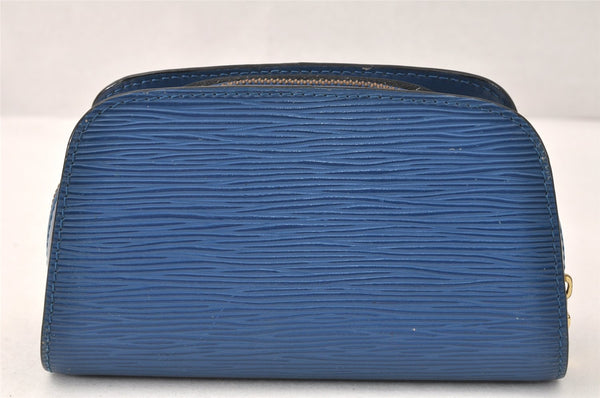 Authentic Louis Vuitton Epi Dauphine Cosmetic Pouch Blue M48445 LV 3924K