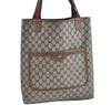 Authentic GUCCI Web Sherry Line Shoulder Tote Bag GG PVC Leather Brown 3927H