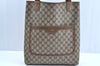 Authentic GUCCI Web Sherry Line Shoulder Tote Bag GG PVC Leather Brown 3927H