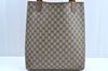 Authentic GUCCI Web Sherry Line Shoulder Tote Bag GG PVC Leather Brown 3927H