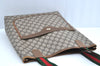 Authentic GUCCI Web Sherry Line Shoulder Tote Bag GG PVC Leather Brown 3927H