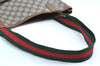 Authentic GUCCI Web Sherry Line Shoulder Tote Bag GG PVC Leather Brown 3927H