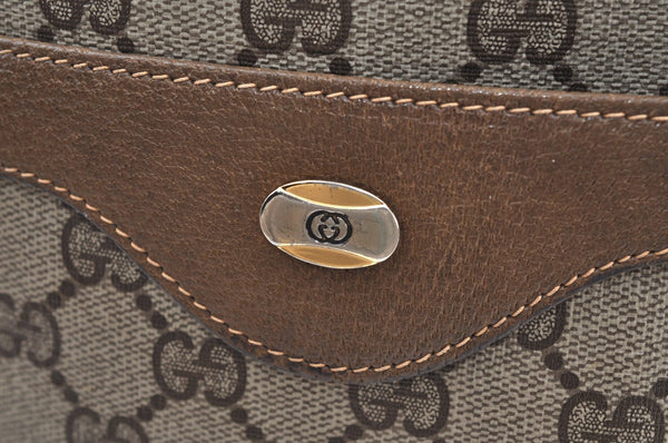 Authentic GUCCI Web Sherry Line Shoulder Tote Bag GG PVC Leather Brown 3927H
