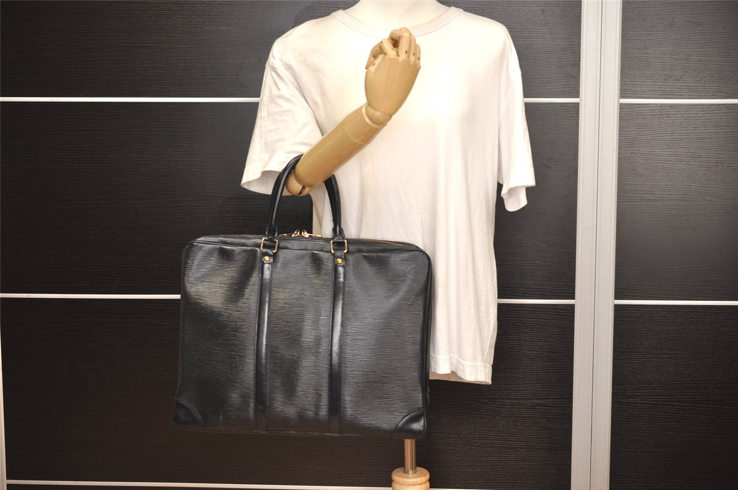 Authentic Louis Vuitton Epi Porte Documents Voyage Briefcase M59162 Black 3927J