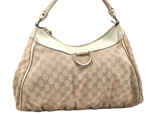 Authentic GUCCI Abbey Shoulder Hand Bag GG Canvas Leather 189833 Beige 3927K