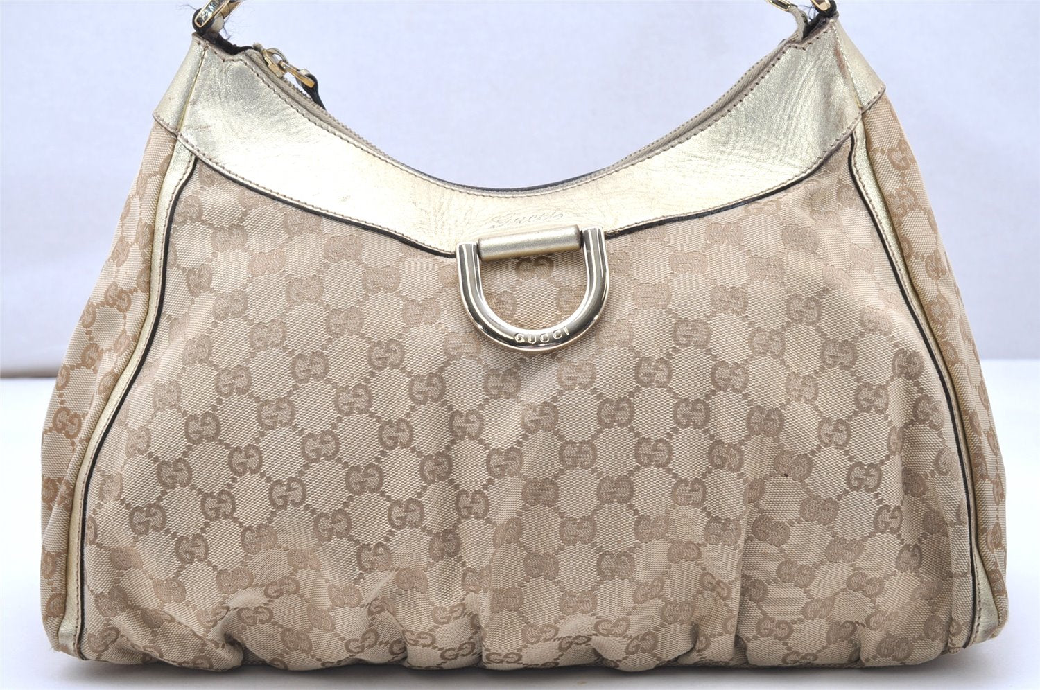 Authentic GUCCI Abbey Shoulder Hand Bag GG Canvas Leather 189833 Beige 3927K