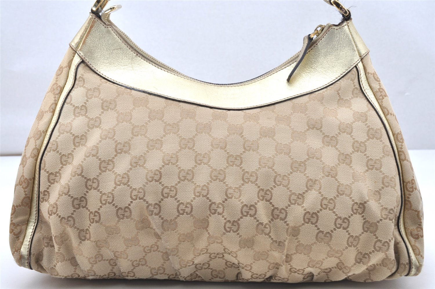 Authentic GUCCI Abbey Shoulder Hand Bag GG Canvas Leather 189833 Beige 3927K