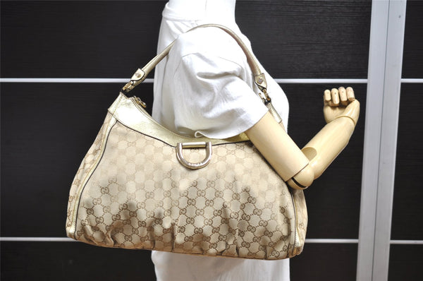 Authentic GUCCI Abbey Shoulder Hand Bag GG Canvas Leather 189833 Beige 3927K
