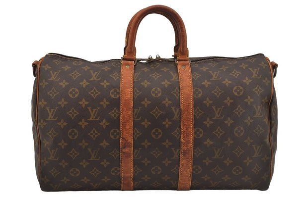 Authentic Louis Vuitton Monogram Keepall Bandouliere 45 M41418 Boston Bag 3928J
