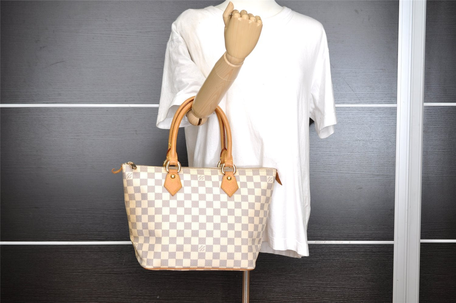 Authentic Louis Vuitton Damier Azur Saleya PM Shoulder Tote Bag N51186 LV 3930I