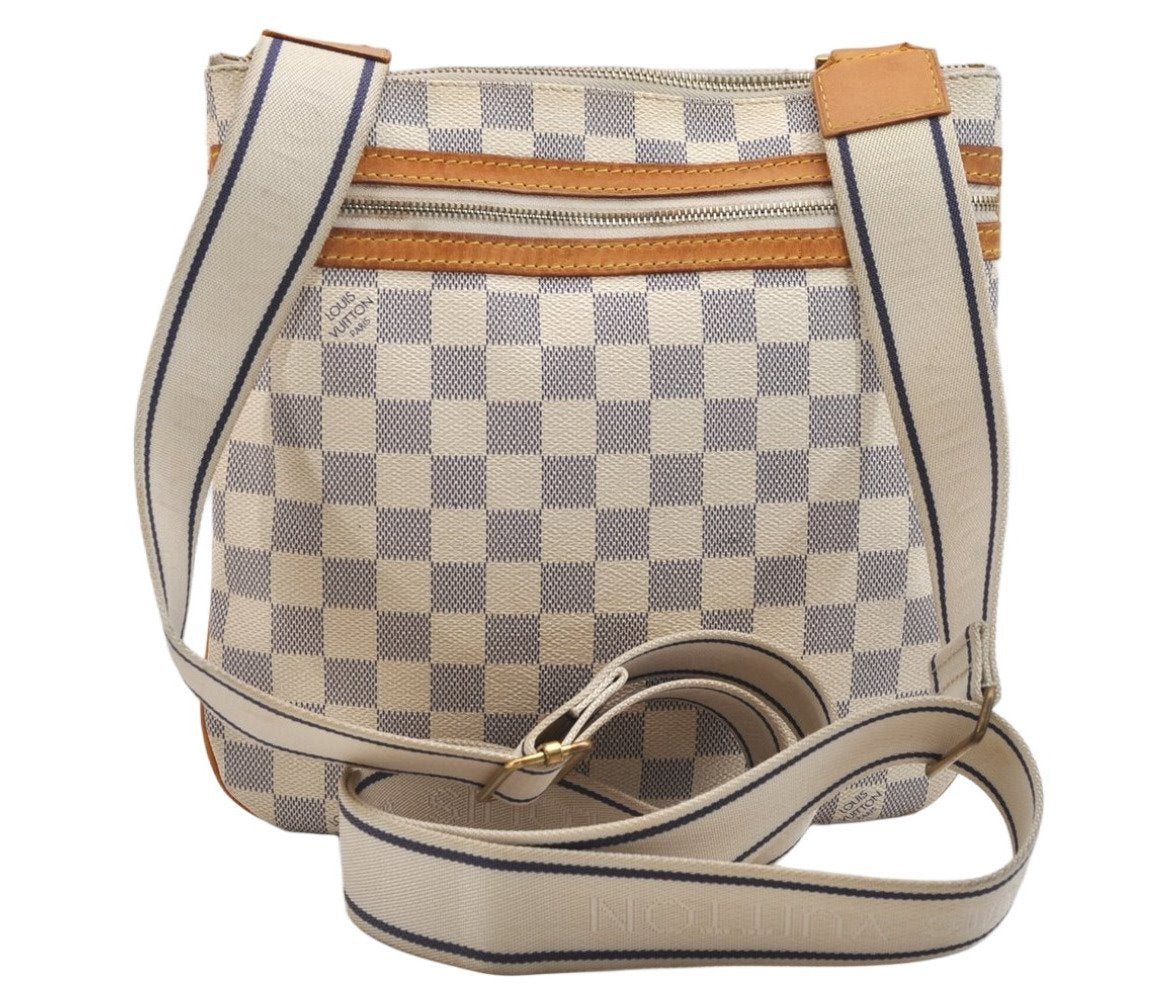 Auth Louis Vuitton Damier Azur Pochette Bosphore N51112 Shoulder Cross Bag 3931K