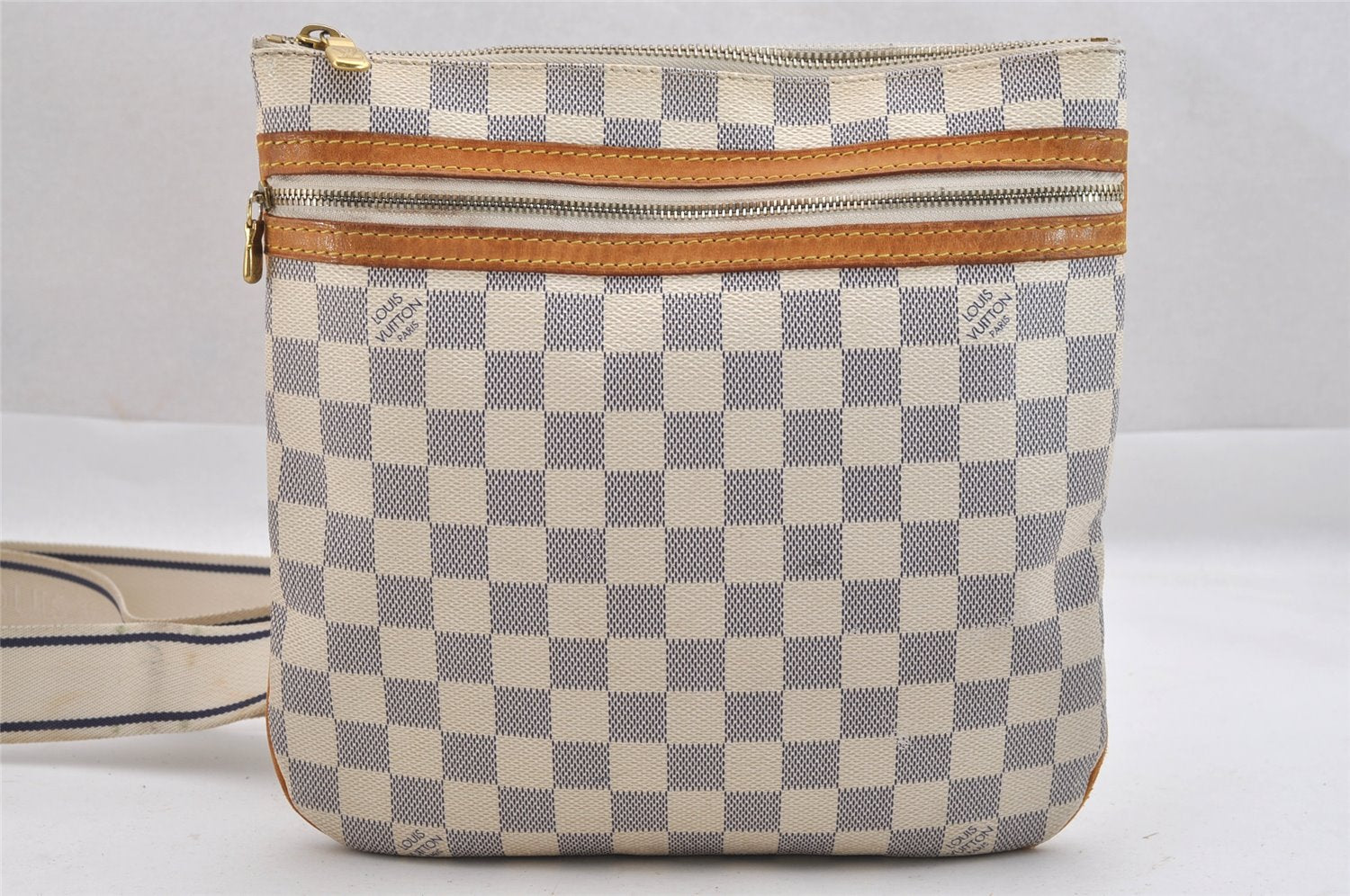 Auth Louis Vuitton Damier Azur Pochette Bosphore N51112 Shoulder Cross Bag 3931K