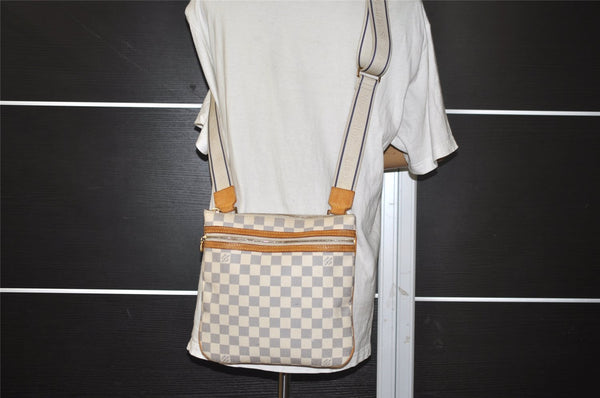 Auth Louis Vuitton Damier Azur Pochette Bosphore N51112 Shoulder Cross Bag 3931K