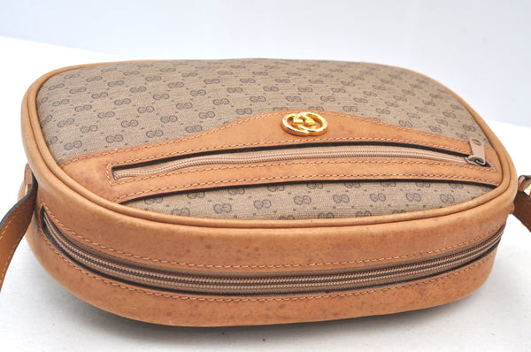 Authentic GUCCI Micro GG PVC Leather Shoulder Cross Body Bag Purse Brown 3932I