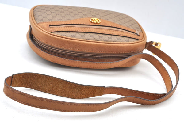 Authentic GUCCI Micro GG PVC Leather Shoulder Cross Body Bag Purse Brown 3932I