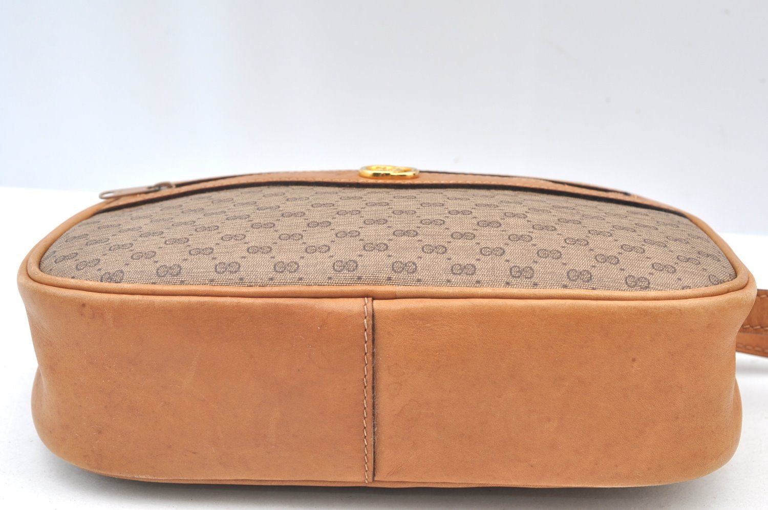 Authentic GUCCI Micro GG PVC Leather Shoulder Cross Body Bag Purse Brown 3932I