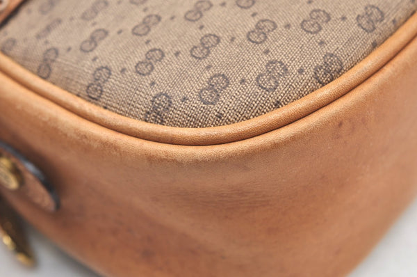 Authentic GUCCI Micro GG PVC Leather Shoulder Cross Body Bag Purse Brown 3932I