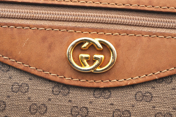 Authentic GUCCI Micro GG PVC Leather Shoulder Cross Body Bag Purse Brown 3932I