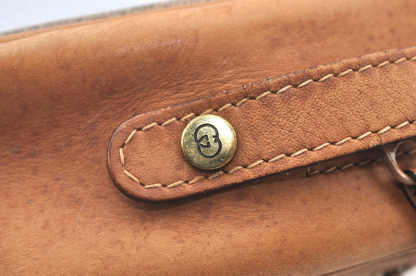 Authentic GUCCI Micro GG PVC Leather Shoulder Cross Body Bag Purse Brown 3932I