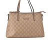 Authentic GUCCI Vintage 2Way Shoulder Tote Bag GG PVC Leather 353440 Beige 3933K