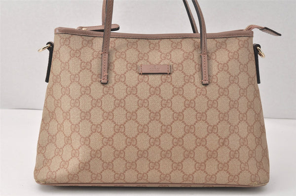 Authentic GUCCI Vintage 2Way Shoulder Tote Bag GG PVC Leather 353440 Beige 3933K