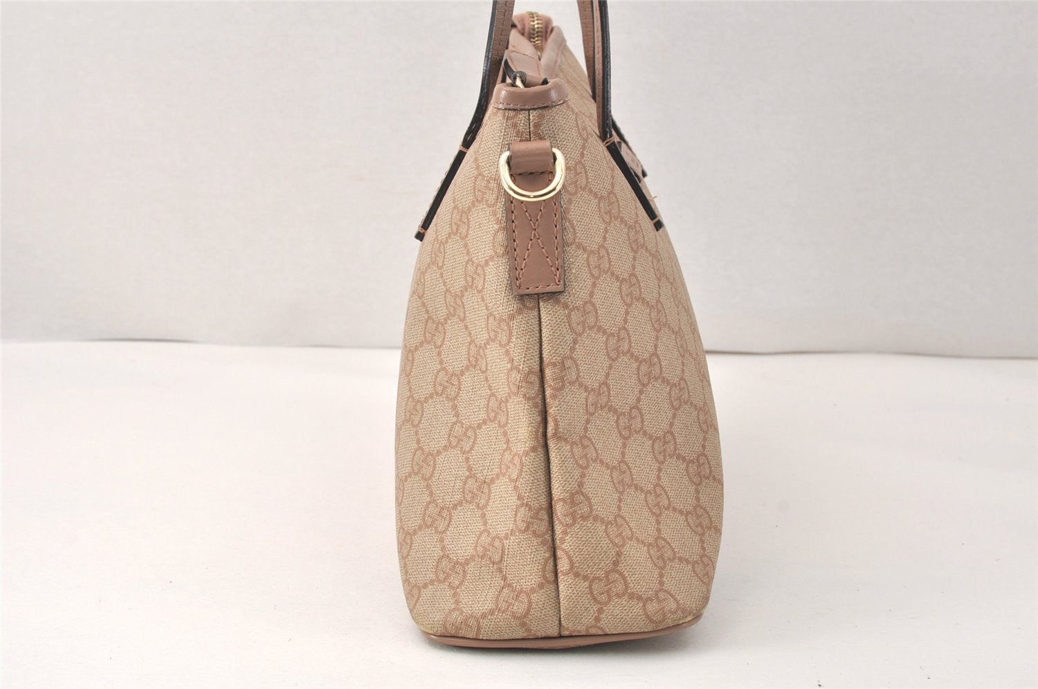 Authentic GUCCI Vintage 2Way Shoulder Tote Bag GG PVC Leather 353440 Beige 3933K