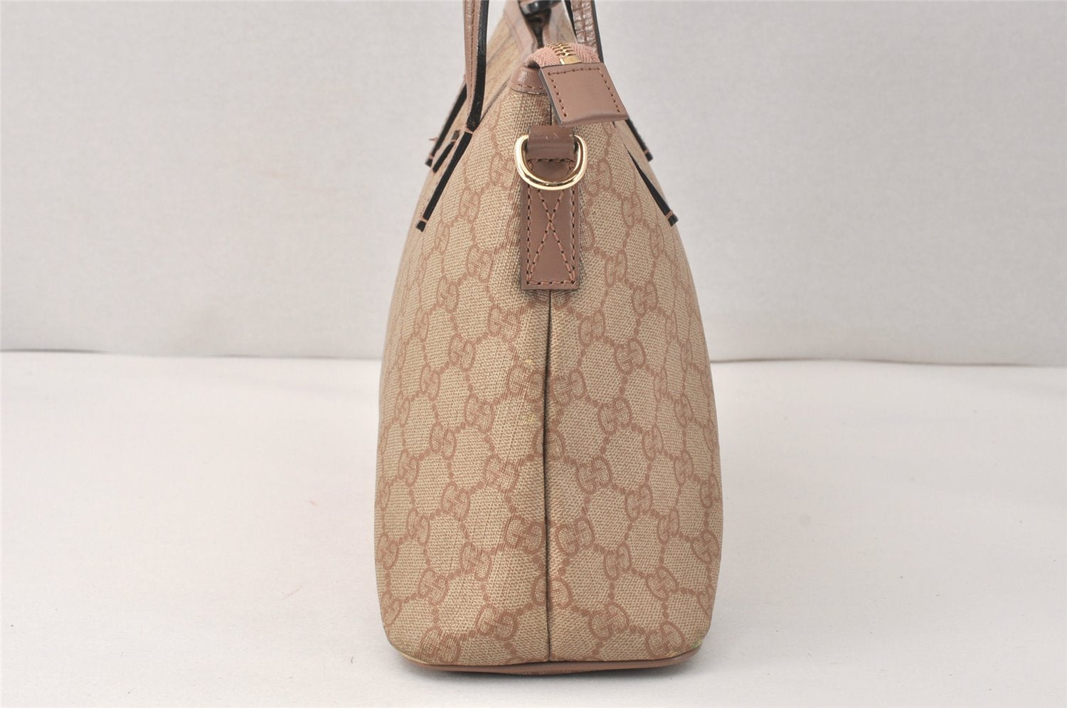 Authentic GUCCI Vintage 2Way Shoulder Tote Bag GG PVC Leather 353440 Beige 3933K