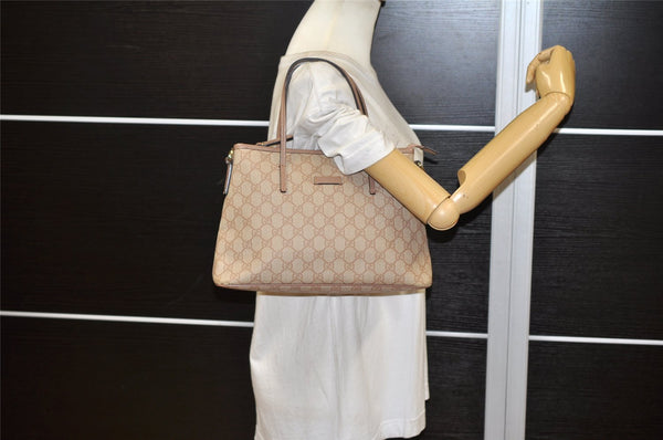 Authentic GUCCI Vintage 2Way Shoulder Tote Bag GG PVC Leather 353440 Beige 3933K