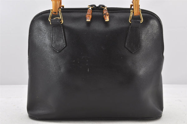 Authentic GUCCI Bamboo 2Way Shoulder Hand Bag Purse Leather Black Junk 3934K