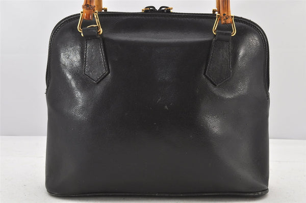 Authentic GUCCI Bamboo 2Way Shoulder Hand Bag Purse Leather Black Junk 3934K