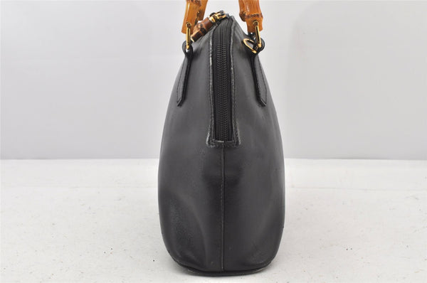 Authentic GUCCI Bamboo 2Way Shoulder Hand Bag Purse Leather Black Junk 3934K
