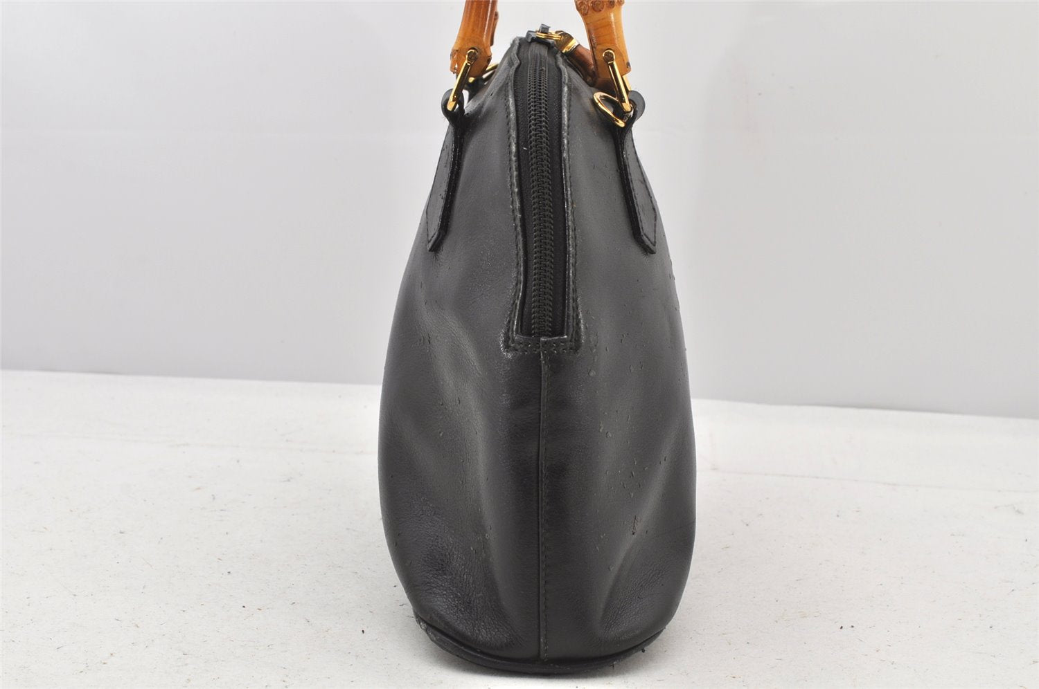 Authentic GUCCI Bamboo 2Way Shoulder Hand Bag Purse Leather Black Junk 3934K