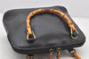 Authentic GUCCI Bamboo 2Way Shoulder Hand Bag Purse Leather Black Junk 3934K