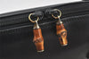Authentic GUCCI Bamboo 2Way Shoulder Hand Bag Purse Leather Black Junk 3934K