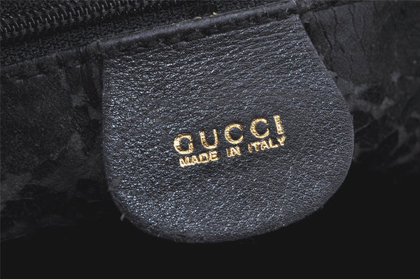 Authentic GUCCI Bamboo 2Way Shoulder Hand Bag Purse Leather Black Junk 3934K