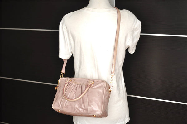 Authentic MIU MIU Vintage Leather 2Way Shoulder Hand Bag Purse Pink 3935I